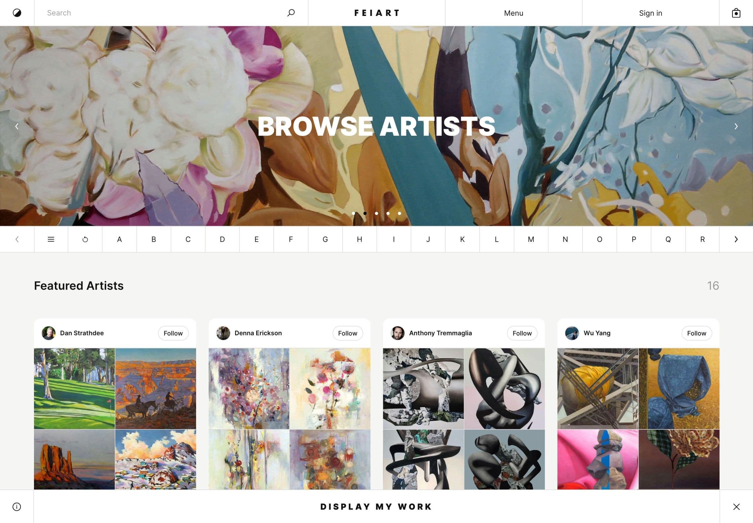 Browse Artists on FEIART website