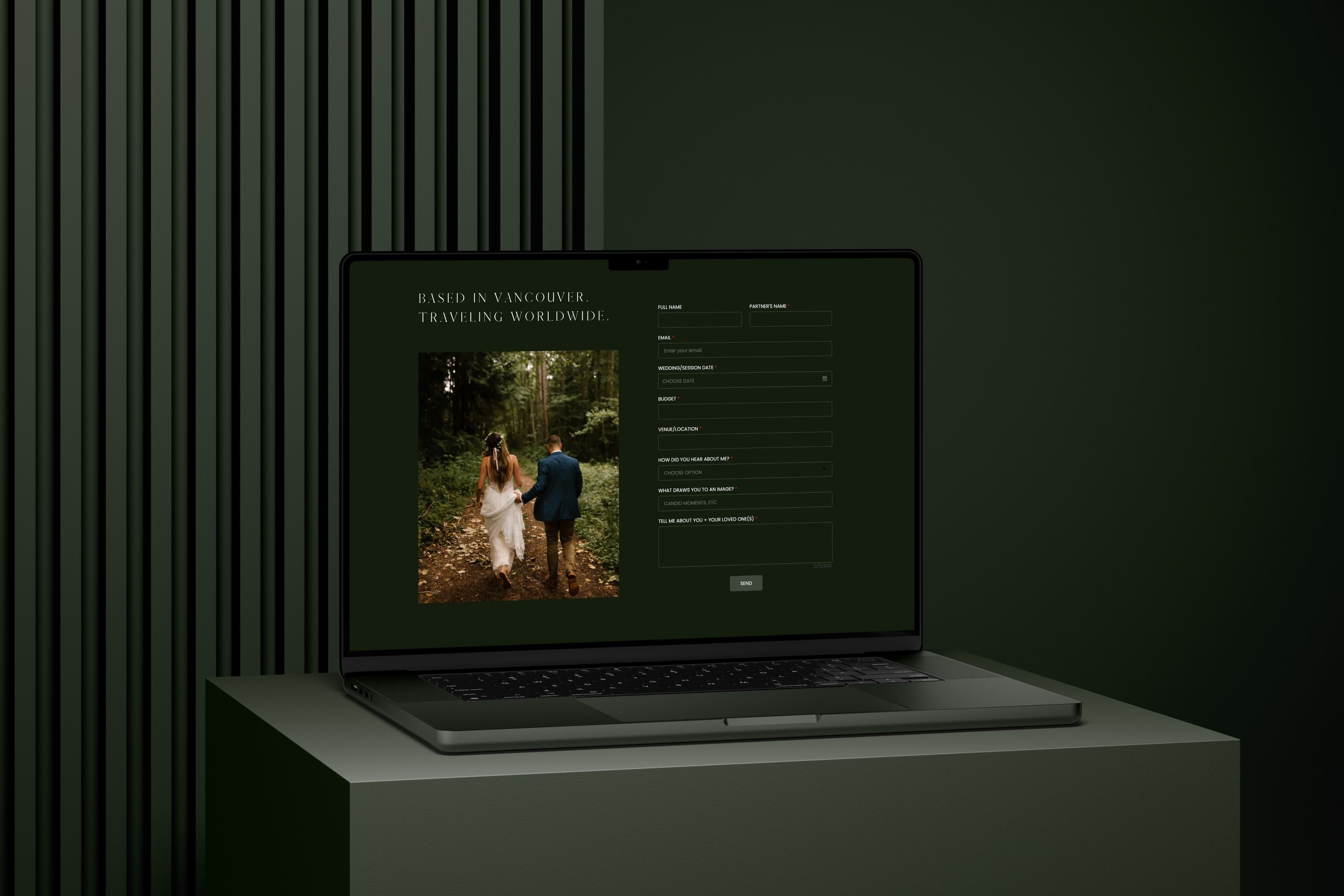 Abigail Photography's website design on a Macbook Pro mockup