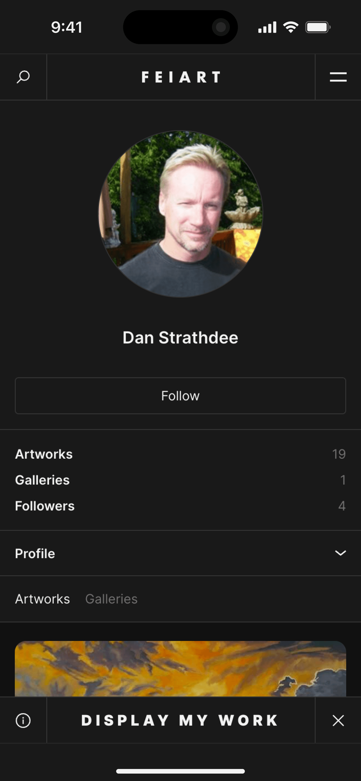FEIART's responsive website design on a iPhone 14 mockup